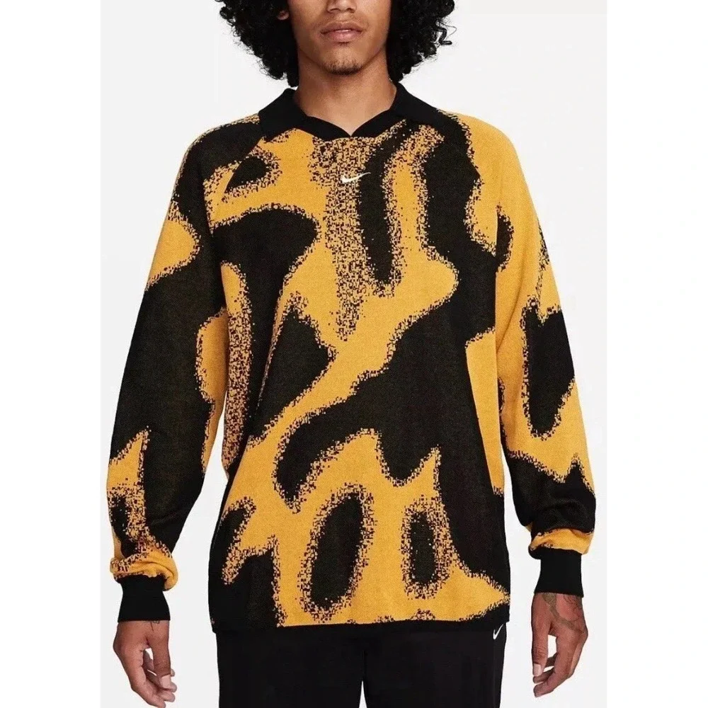Nike Sweater Men XL Culture of Football Knit Soccer Black Gold Pullover NEW $130